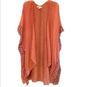 Francesca’s rose kimono with lace detail